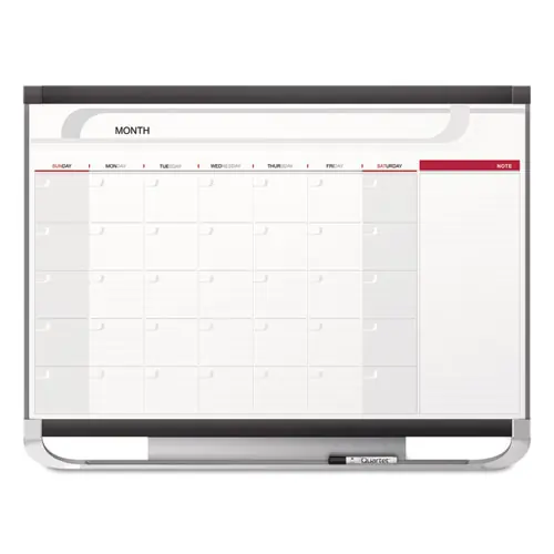 Quartet® Prestige 2 Magnetic Total Erase Monthly Calendar Board, White Surface, 36" x 24"