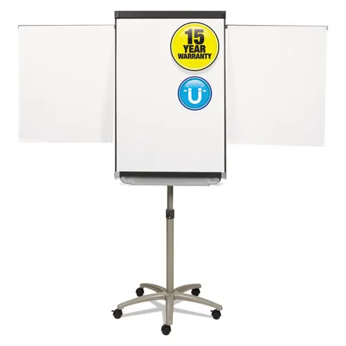 Quartet® Prestige 2 Mobile Presentation Easel with Extendable Easel Pad Arms, 36" x 24", White Surface, Black/Gray Metal/Plastic Frame
