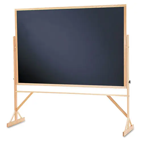 Quartet® Reversible Chalkboard, Black Surface, Oak Finished Hardwood Frame, 72" x 48"