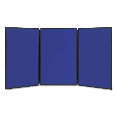 Quartet® Show-It! Three-Panel Display System, Blue/Gray Surface, Black PVC Frame