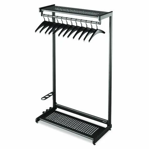 Quartet® Single-Sided Garment Rack with Two Shelves and 12 Hangers, Steel, Black, 48"W x 18.5"D x 61.5"H