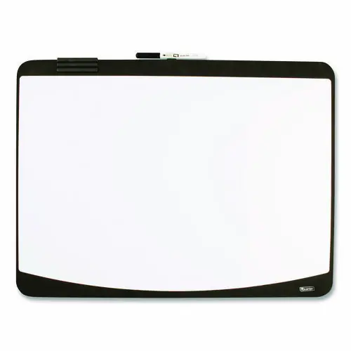 Quartet® Tack/Write Dry Erase Marker Board, 25.5" x 17.5", Black/White Surface, Black Plastic Frame
