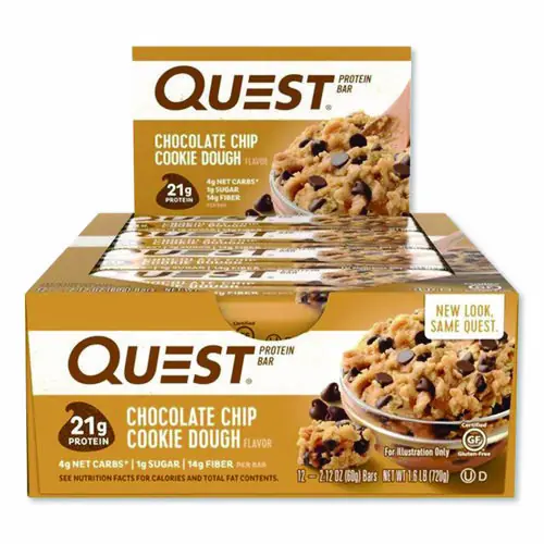 Quest® Protein Bars, Chocolate Chip Cookie Dough, 2.12 oz, 12 Bars/Box