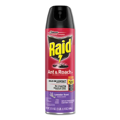 Raid® Ant and Roach Killer, 17.5 oz Aerosol Spray, Lavender, 12/Carton