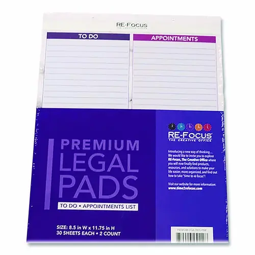 RE-Focus The Creative Office Premium Legal Pads To-Do/Appointment Lists, Light Purple/Dark Purple/White Marble, 8.5" x 11", 2/Pack