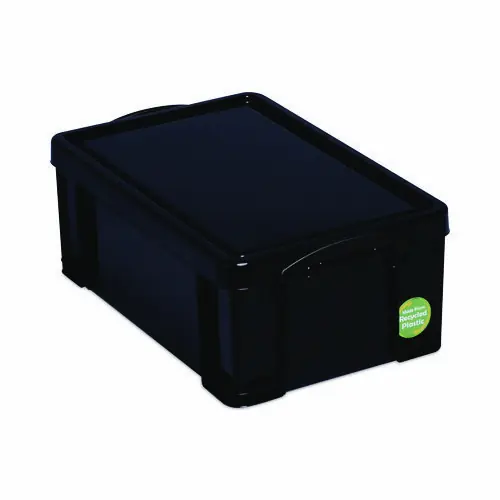 Really Useful Box® 9.51 Qt. Latch Lid Storage Tote, Solid Black, 15.55" x 10.04" x 6.1"