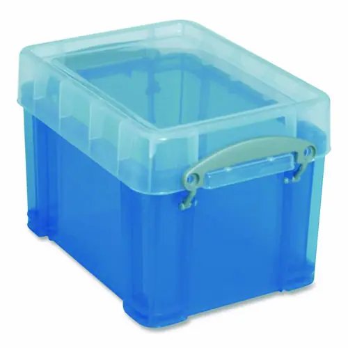 Really Useful Box® Snap-Lid Storage Bin, 0.79 gal, Clear/Blue