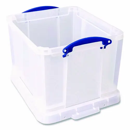 Really Useful Box® Stackable File Box for Legal Files, Clear with Blue Accents, 14.5" x 18.5" x 12.75"