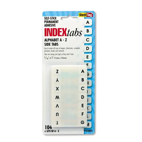 Redi-Tag® Legal Index Tabs, Preprinted Alpha: A to Z, 1/12-Cut, White, 104 Tabs per Pack