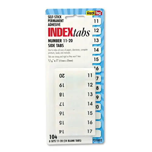 Redi-Tag® Legal Index Tabs, Preprinted Numeric: 11 to 20, 1/12-Cut, White, 104/Pack