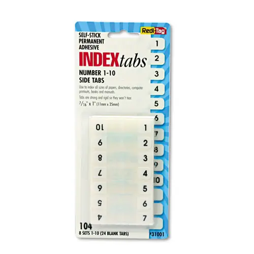 Redi-Tag® Legal Index Tabs, Preprinted Numeric, 1-10, 104/Pack