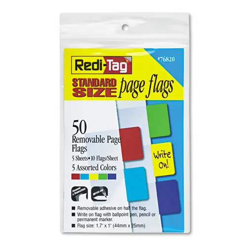 Redi-Tag® Removable Page Flags, 10 Colors, 50 Flags Per Pack