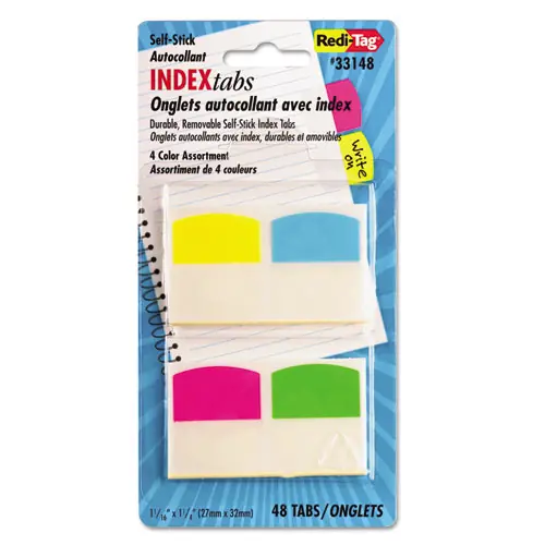 Redi-Tag® Write-On Index Tabs, 1/5-Cut, Assorted Colors, 48/Pack