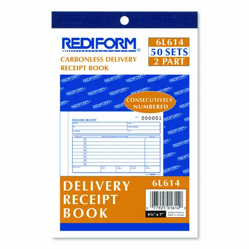 Rediform® Delivery Receipt Book, Three-Part Carbonless, 50 Forms