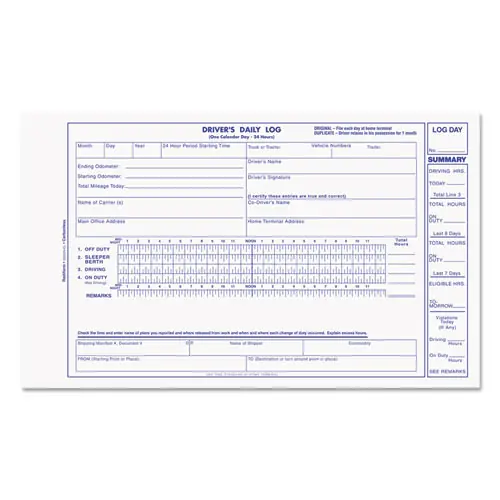 Rediform® Driver's Daily Log Book, Two-Part Carbonless, 8.75 x 5.38, 31 Forms Total