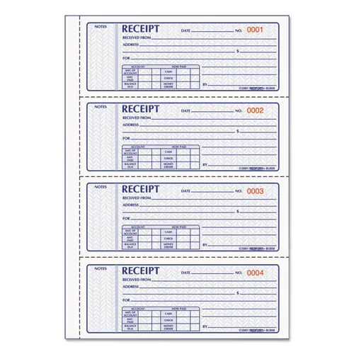 Rediform® Money Receipt Book, Three-Part Carbonless, 7 x 2.75, 100 Forms