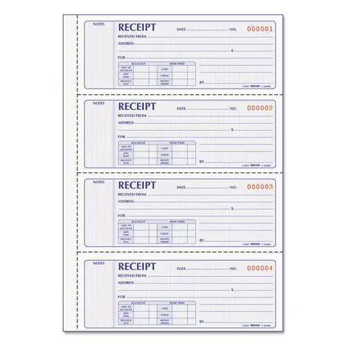 Rediform® Money Receipt Book, Softcover, Two-Part Carbonless, 7 x 2.75, 200 Forms