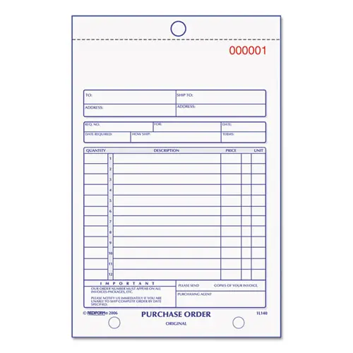 Rediform® Purchase Order Book, Two-Part Carbonless, 50 Forms, 5.5" x 7.88"