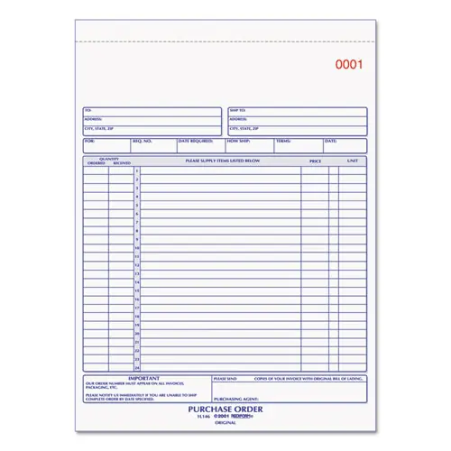 Rediform® Purchase Order Book, Two-Part Carbonless, 50 Forms, 8.5 x 11, 17 Lines