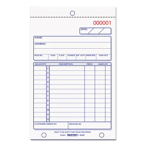 Rediform® Sales Book, Two-Part Carbonless, 4.25 x 6.38, 50 Forms, 12 Lines
