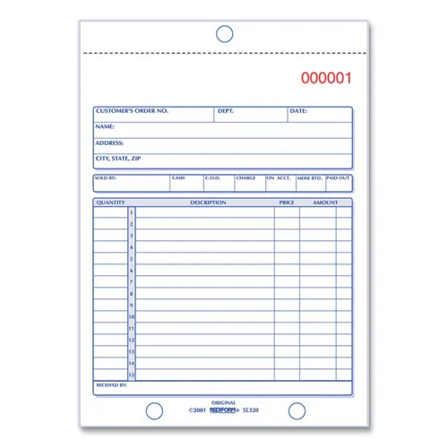 Rediform® Sales Book, 15 Lines, Two-Part Carbonless, 50 Forms