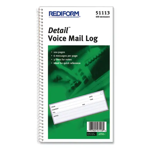 Rediform® Voice Mail Wirebound Log Books