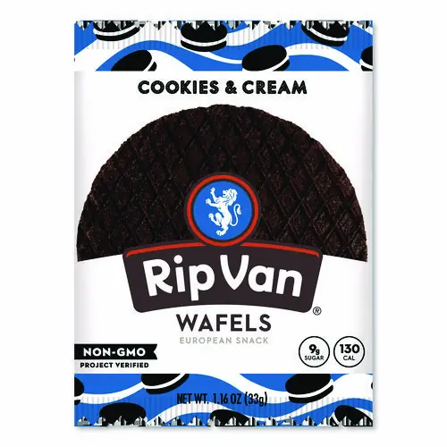 Rip Van® Wafels - Single Serve, Cookies and Cream, 1.16 oz, 12 Count Box