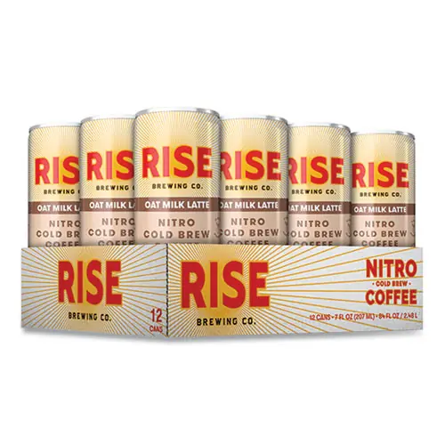 RISE Brewing Co.® Nitro Cold Brew Latte, Oat Milk, 7 oz Can, 12/Carton