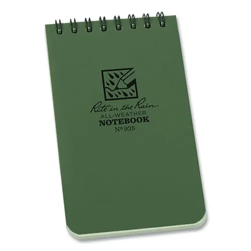 Rite in the Rain® All-Weather Wire-O Notepad, Universal Rule, Dark Green, 3 x 5, 50 Sheets