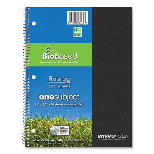Roaring Spring® Environotes BioBased Notebook, 1-Subject, Medium/College Rule, 70 Sheets, 11 x 8.5", Assorted Earthtone Cover
