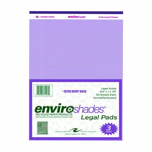 Roaring Spring® Enviroshades Legal Notepads, Orchid, 8.5" x 11", 3 Pack
