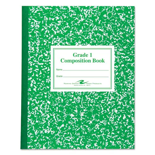 Roaring Spring® Grade School Ruled Composition Book, Grade 1 Manuscript Format, Green Marble Cover