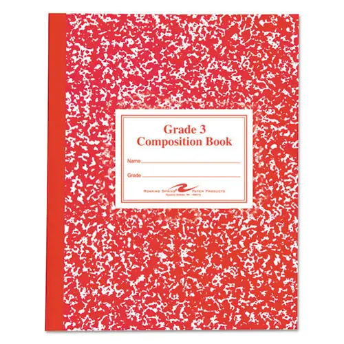 Roaring Spring® Grade School Ruled Composition Book, Grade 3 Manuscript Format, Red Marble Cover