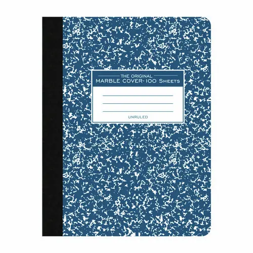 Roaring Spring® Hardcover Marble Composition Book, Unruled, Blue Marble Cover, 100 Sheets, 9.75" x 7.5"