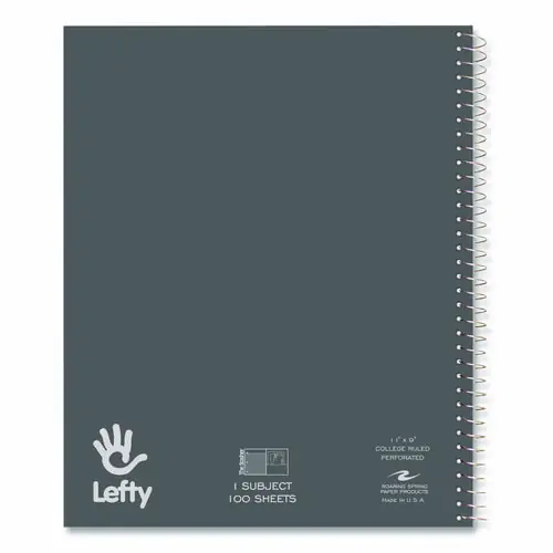 Roaring Spring® Lefty Notebook, 1-Subject, Medium/College Rule, 100 Sheets, 11 x 8.5 Inches, Assorted Covers