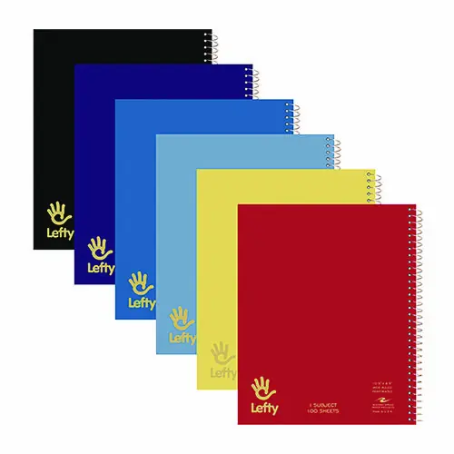Roaring Spring® Lefty Notebook, 1-Subject, Wide/Legal Rule, 100 Sheets, 10.5" x 8.5", Assorted Colors