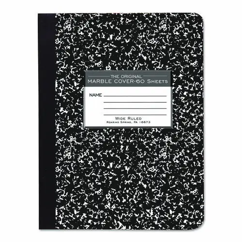 Roaring Spring® Marble Cover Composition Book, Wide/Legal Rule, Black Marble, 60 Sheets, 9.75" x 7.5"