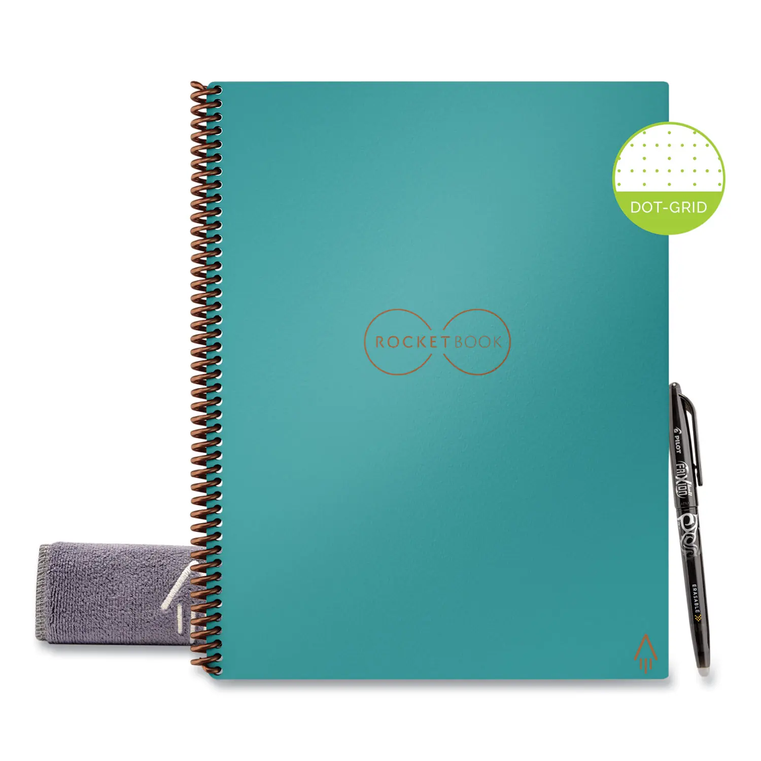 Rocketbook Core Smart Notebook, Neptune Teal Cover, Dotted Rule, 16 Sheets, 11 x 8.5 inches