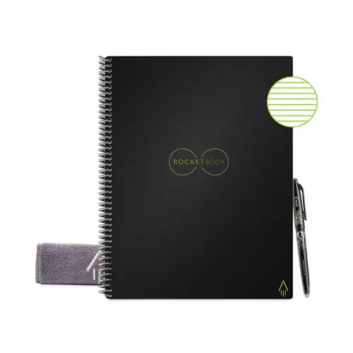 Rocketbook Core Smart Notebook, Medium/College Rule, Black Cover, 16 Sheets, 11 x 8.5 Inches