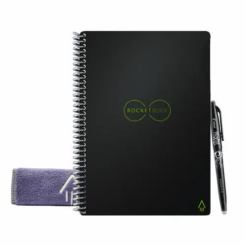Rocketbook Core Smart Notebook, Medium/College Rule, Infinity Black Cover
