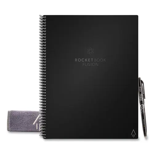 Rocketbook Fusion Smart Notebook, Seven Assorted Page Formats, Black Cover, 11" x 8.5", 21 Sheets