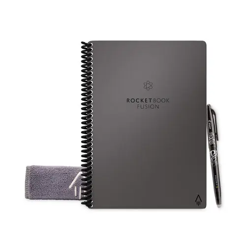 Rocketbook Fusion Smart Notebook, Gray Cover, 21 Sheets, 8.8 x 6 Inches, Seven Assorted Page Formats