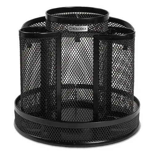Rolodex™ Wire Mesh Spinning Desk Sorter, Black, 8 Compartments