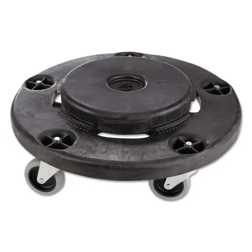 Rubbermaid® Commercial Brute Round Twist On/Off Dolly, Black, Fits 20 to 55 Gallon BRUTE Containers