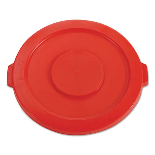 Rubbermaid® Commercial BRUTE Self-Draining Flat Top Lid, 32-Gallon, Red, 22.25" Diameter