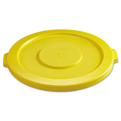 Rubbermaid® Commercial BRUTE Self-Draining Flat Top Lid, 32-Gallon, 22.25" Diameter, Yellow