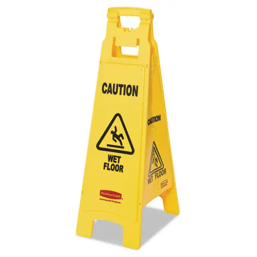 Rubbermaid® Commercial Caution Wet Floor Sign, 4-Sided, Yellow