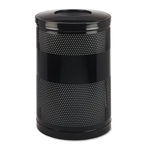Rubbermaid® Commercial Classics Perforated Open Top Receptacle, 51 gal, Steel, Black