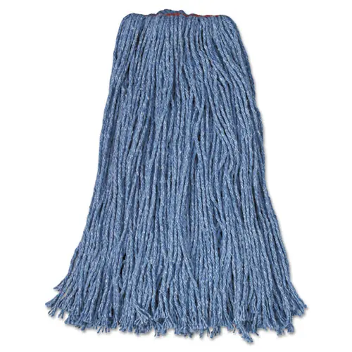 Rubbermaid® Commercial Cotton/Synthetic Cut-End Blend Mop Head, 24 oz, 1" Band, Blue, 12/Carton