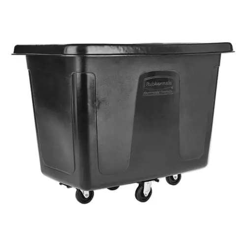 Rubbermaid® Commercial Cube Truck, 12 cu ft, 400 lb Capacity, Medium-Density Polyethylene/Metal Frame, Black